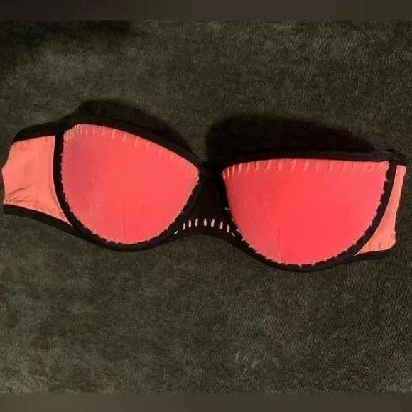 Victoria’s Secret strapless Y2K bikini top Color block w/ embroidered edge 32B - Picture 1 of 5
